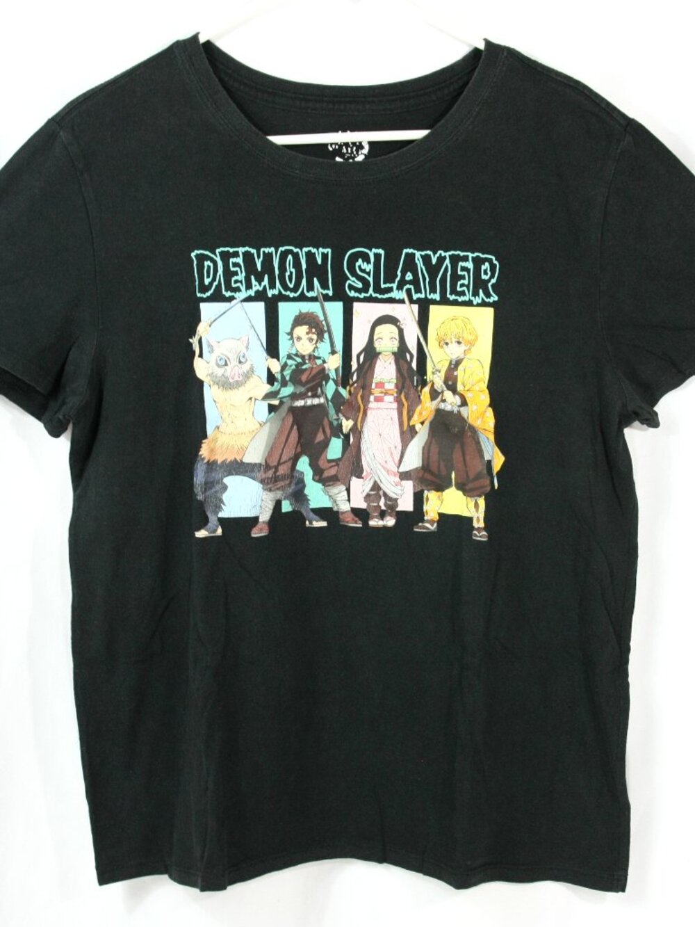 Demon Slayer Characters Anime Cartoon Cotton Unisex T-Shirt XL Black Graphic Tee